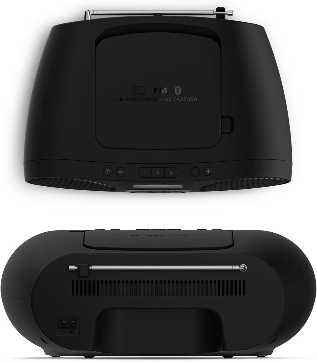 Philips TAZ5000 Multifunktions-CD-Spieler mit FM-Radio, Bluetooth 5.4, USB, Batterie/Netzstrom, Dyna