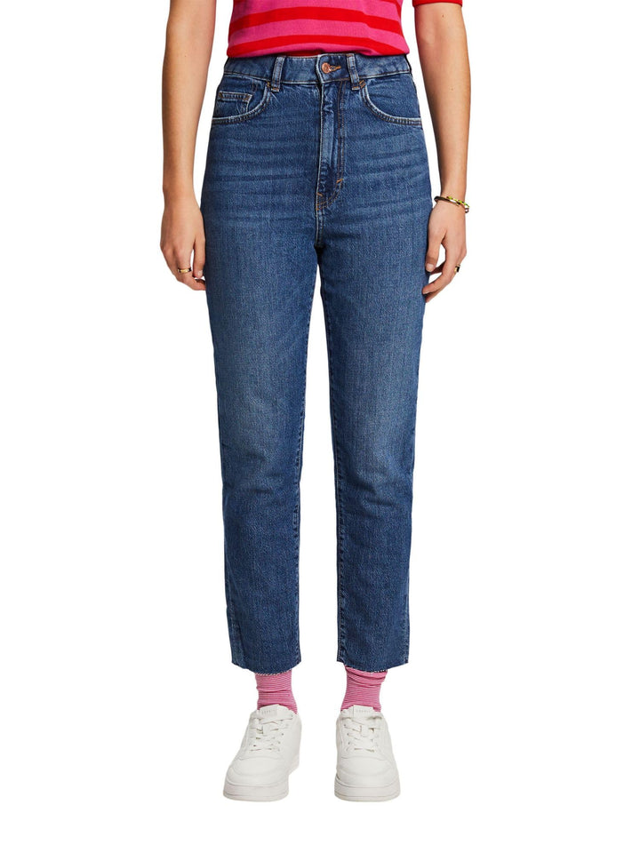 edc by Esprit Super-High-Rise-Jeans mit ausgefranstem Saum 34W / 26L 901/Blue Dark Wash, 34W / 26L 9