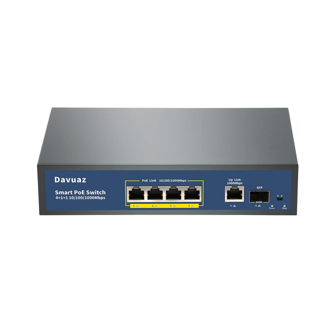 Gigabit PoE Switch with 4 POE+ Port, 1 Gigabit Uplink Port and 1 SFP Port, IEEE802.3af/at Compliant,