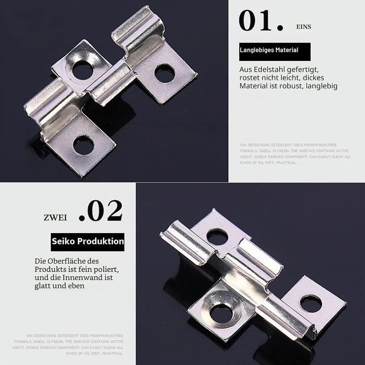 100 Stück Edelstahl Clips Terrassenclips Schrauben Befestigungs Clips WPC Dielen Befestigungsclips 8