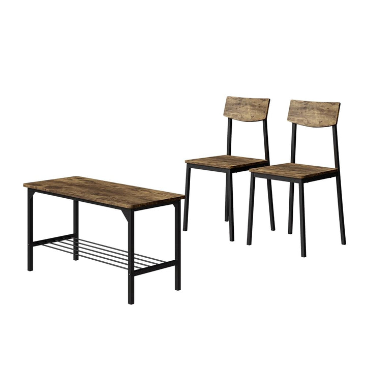 Vicco Sitzbank und Stuhl Fyrk, Schwarz/Eiche rustikal, 85 x 46 cm 3 Teile, geeignet für Esszimmer, K