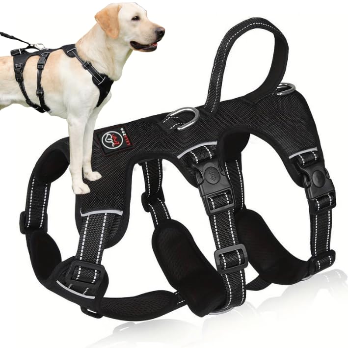 ELBA Sicherheitsgeschirr Hund ausbruchsicher – Verstellbares No-Pull Hundegeschirr gepolstert &amp; refl