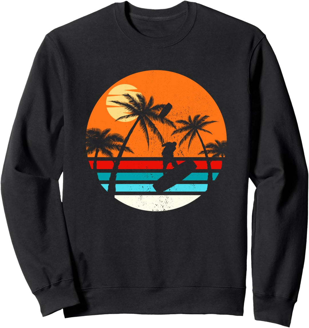 Kitesurfing Strand Retro Palmen Sommerurlaub Kitesurfer Sweatshirt