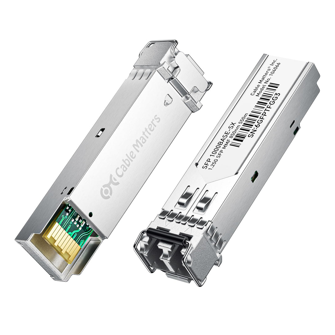 Cable Matters 2er-Pack 1000BASE-SX SFP LC Multimode Glasfaser Transceiver Modul, 1.25G, 850 nm, MMF