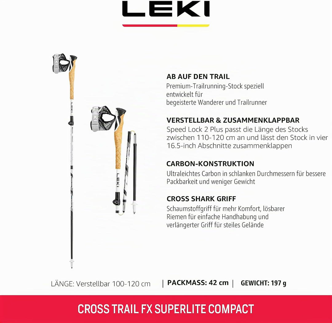 Leki Cross Trail FX Superlite compact Stöcke Taglia unica white-mint-black, Taglia unica white-mint-