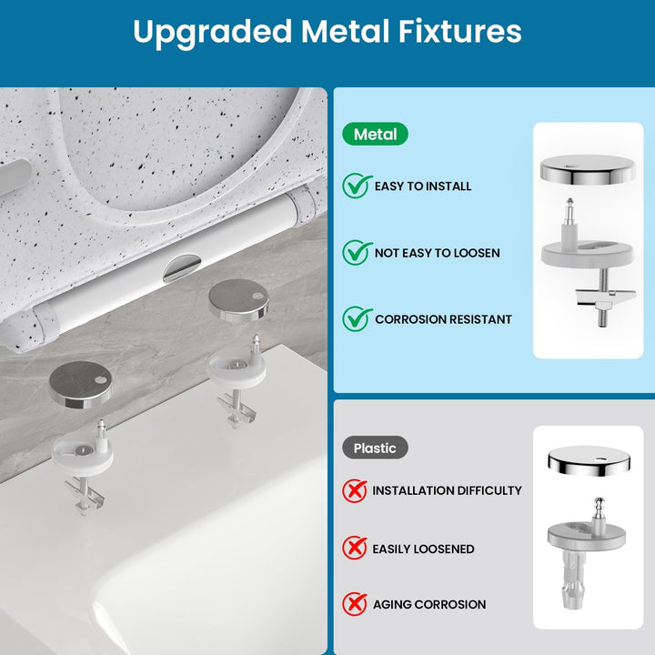 WC Sitz mit Absenkautomatik, Toilettendeckel d Form, Weiss Marmor Klodeckel, Klobrille Softclose, To
