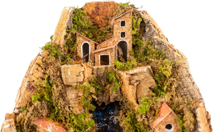 Dorf mit zentralem Bach für Krippe mit Häusern 20 x 14 x 20 cm (7,87 x 5,51 x 7,87 Zoll), hergestell