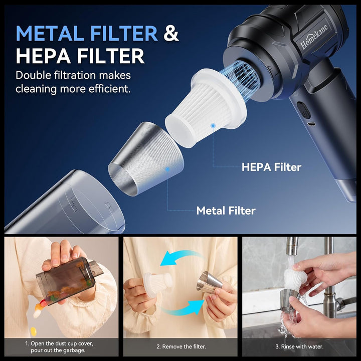 Handstaubsauger Testsieger, 15000Pa Stark Autostaubsauger Akku mit Bürstenloser Motor, 5 in 1 Kabell