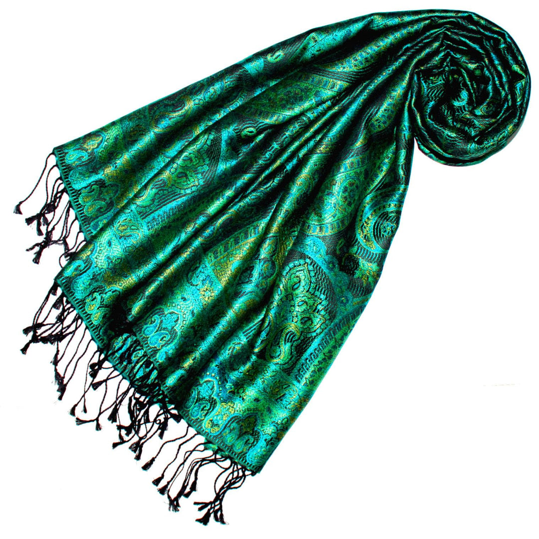 Lorenzo Cana Pashmina Damenschal, jacquard gewebtes Schaltuch aus100% Seide Paisley Muster Seidensch