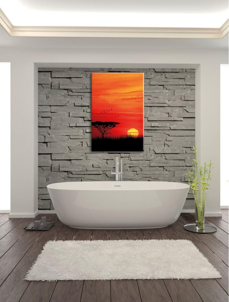 Roter Sonnenuntergang in Afrika, Format: 100x70 auf Leinwand, 100x70