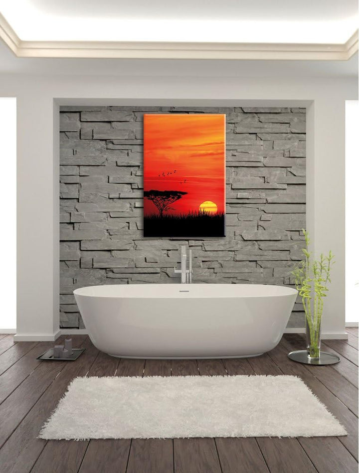 Roter Sonnenuntergang in Afrika, Format: 100x70 auf Leinwand, 100x70