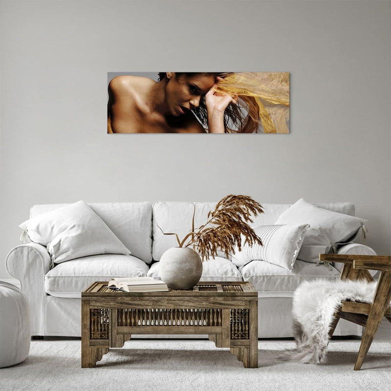 Panorama Bilder auf Leinwand Frau Pose Tanzen Leinwandbild mit Rahmen 90x30cm Wandbilder Dekoration