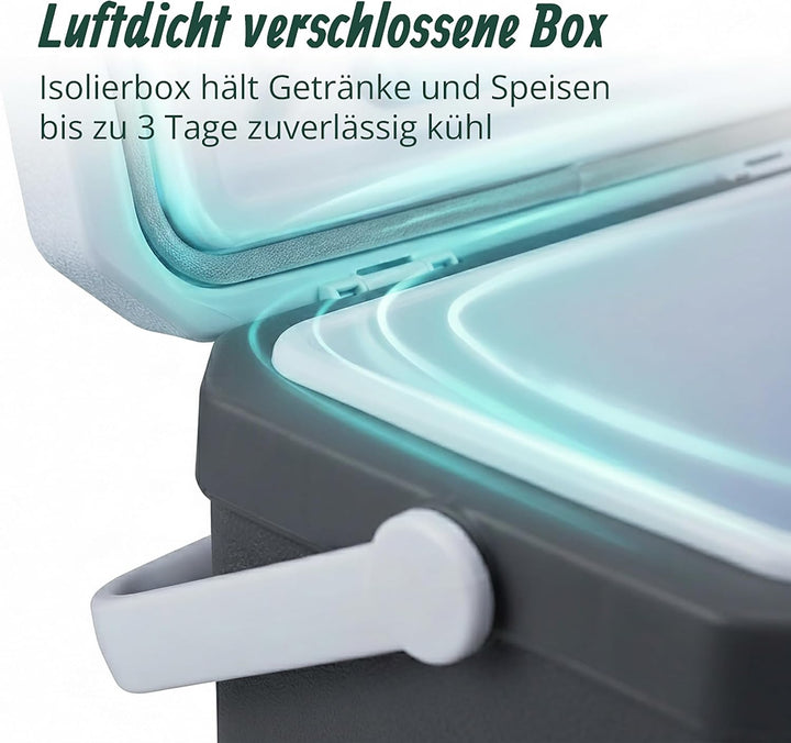 Relaxdays Kühlbox, 15 l, mit Kühlakku &amp; Griff, Camping, Picknick, ohne Strom, HBT 30 x 46 x 30 cm, I