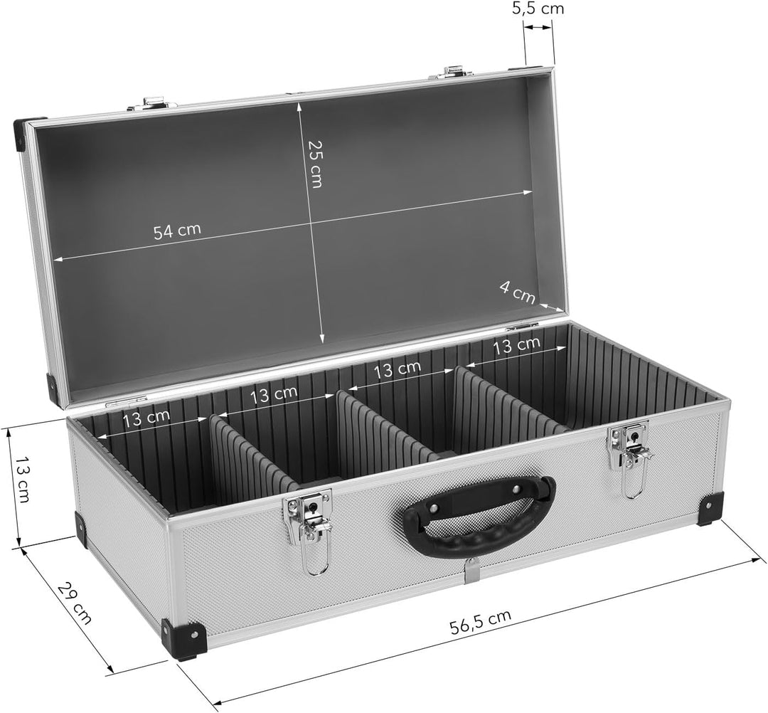 anndora CD Koffer für 80 Standard CD Cases - 56,5 x 29 x 18,5 cm - Silber 80 CD's silber, 80 CD's si