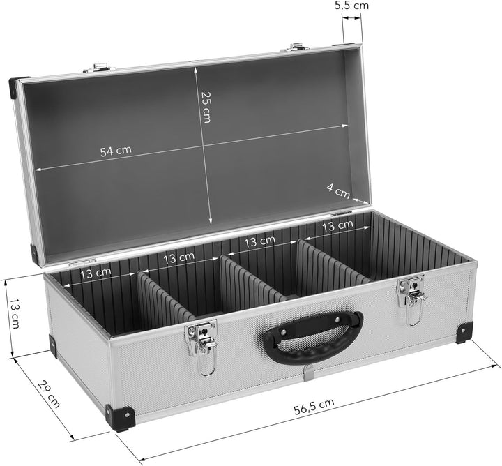 anndora CD Koffer für 80 Standard CD Cases - 56,5 x 29 x 18,5 cm - Silber 80 CD's silber, 80 CD's si