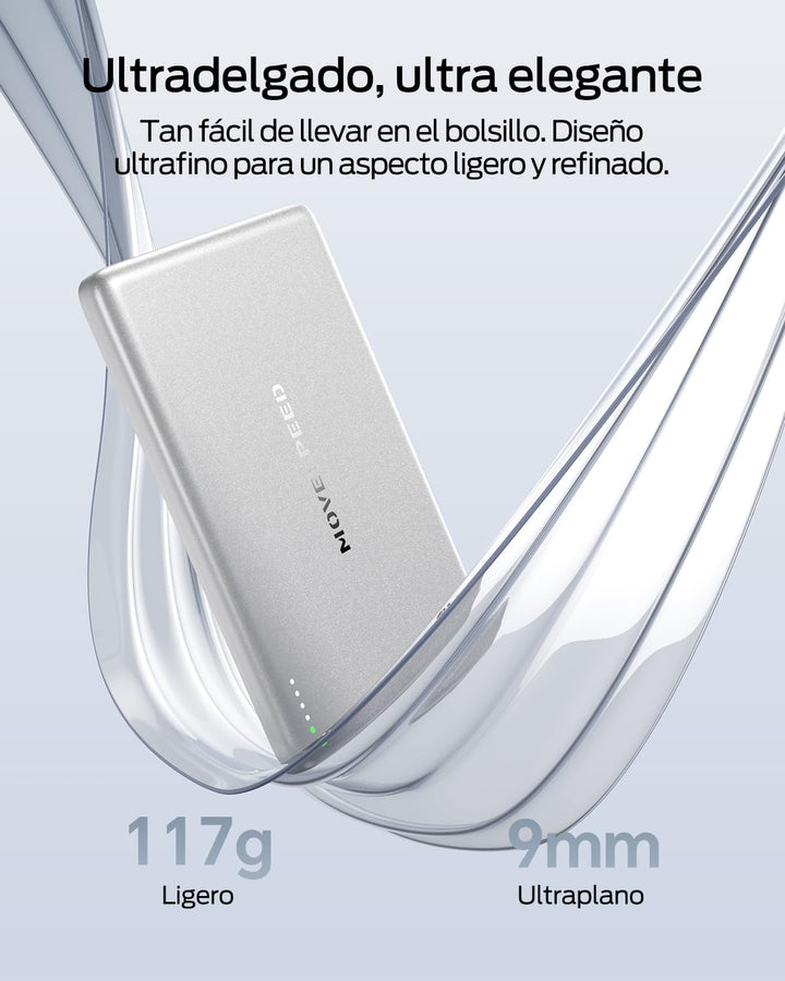 MOVE SPEED Magsafe Power Bank Magsafe Powerbank Slim 5000mAh Magnetische Power Bank USB C 18W Wirele