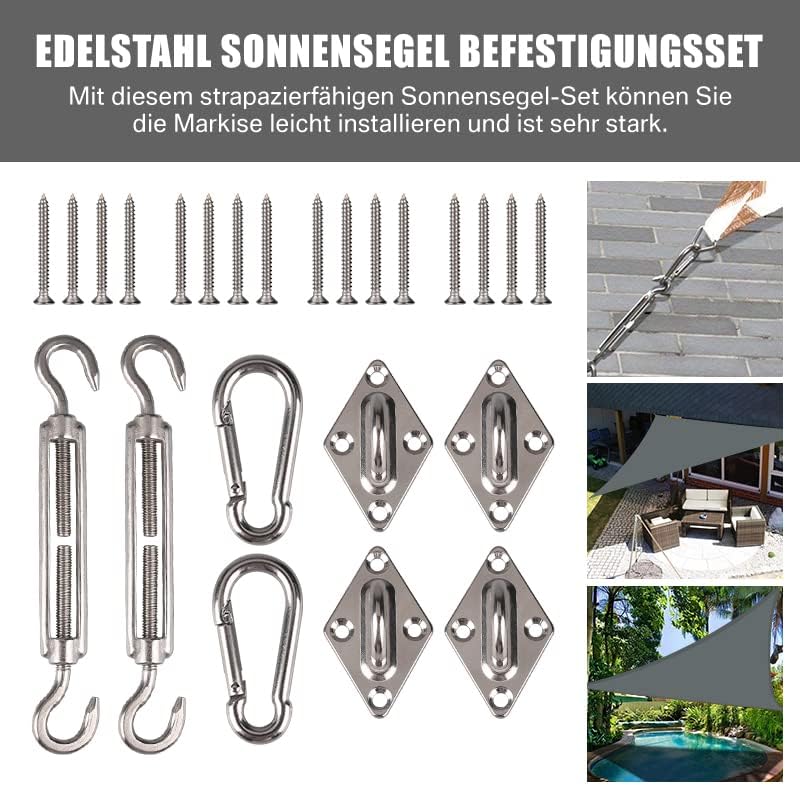 Sonnensegel Wasserdicht mit Befestigungs Kit, 2 x 3 m UV Schutz Sonnenschutz Segel für Garten, Balko