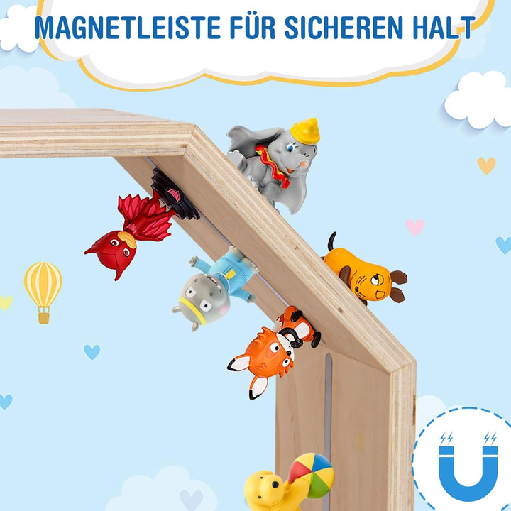 Todeco Tonie-Regal für Toniebox Hörfiguren, Magnetische Aufbewahrung für 60-70 Tonie, Wandregal und