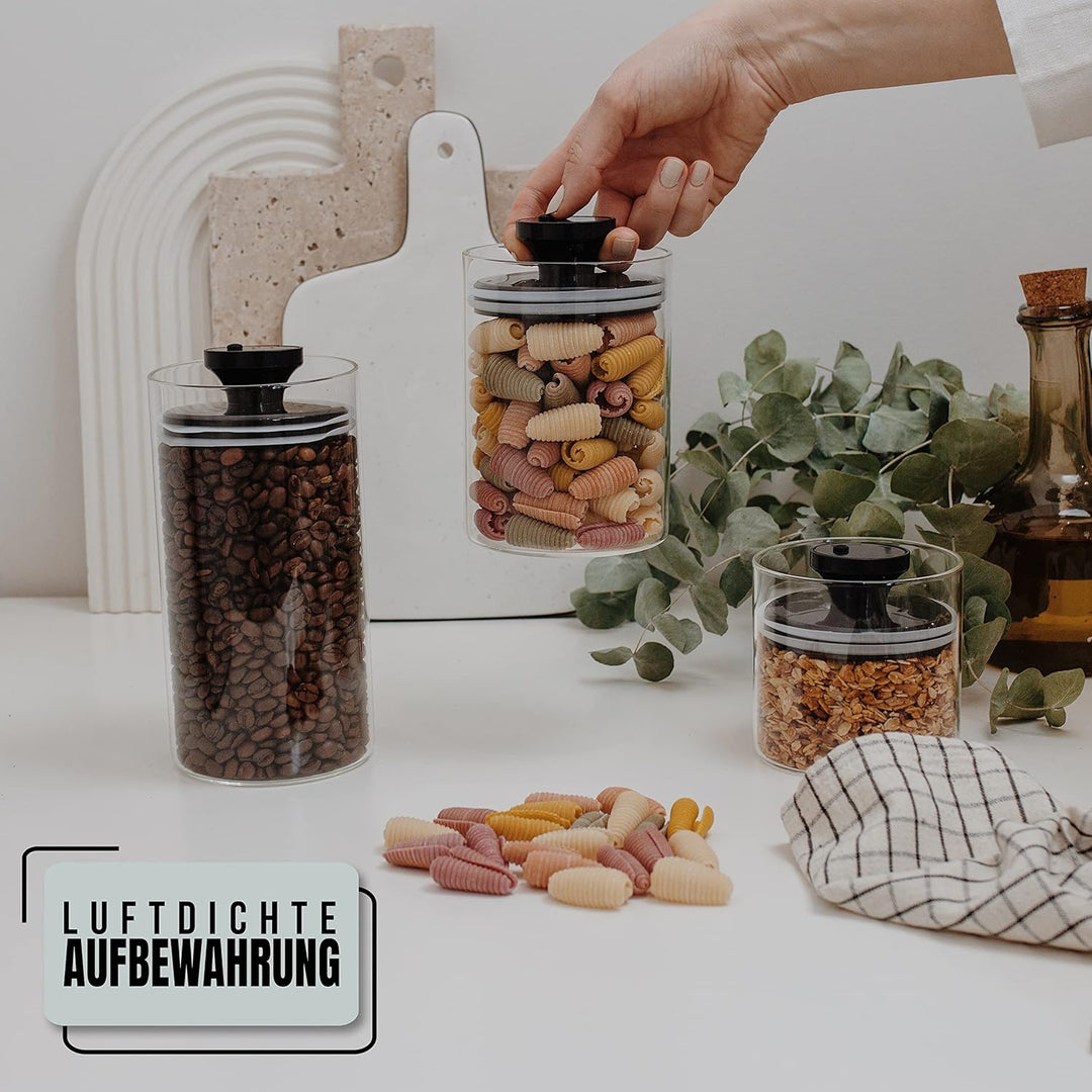 Vorratsgläser mit Vakuumdeckel, Luftdichte Aufbewahrung, Vorratsdose mit Deckel, mottensichere Gläse