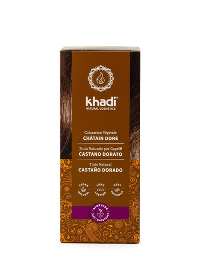 khadi GOLDBRAUN Pflanzenhaarfarbe, Haarfarbe für schillerndes Bernstein bis zu samtig glänzendem Gol