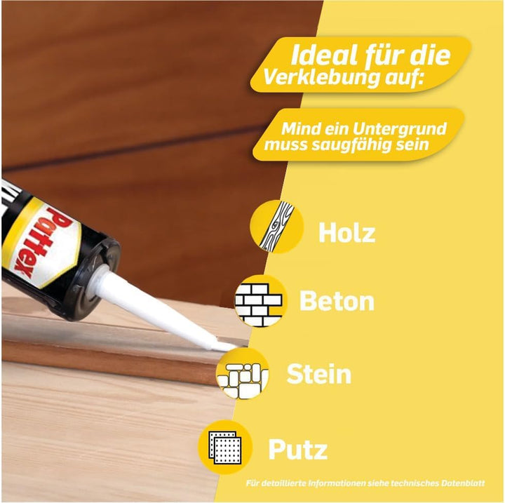 Pattex Kleben statt Bohren, Kartusche, weiss, 6x 400g | Universeller Montagekleber für den Innenbere