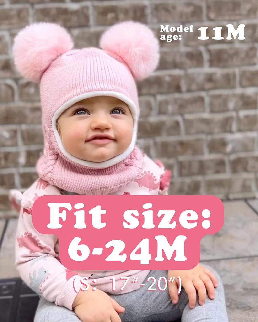 FURTALK Kleinkind Baby SchalMütze warm gefüttert Kinder Strickmütze Pom Pom Wintermütze für Mädchen