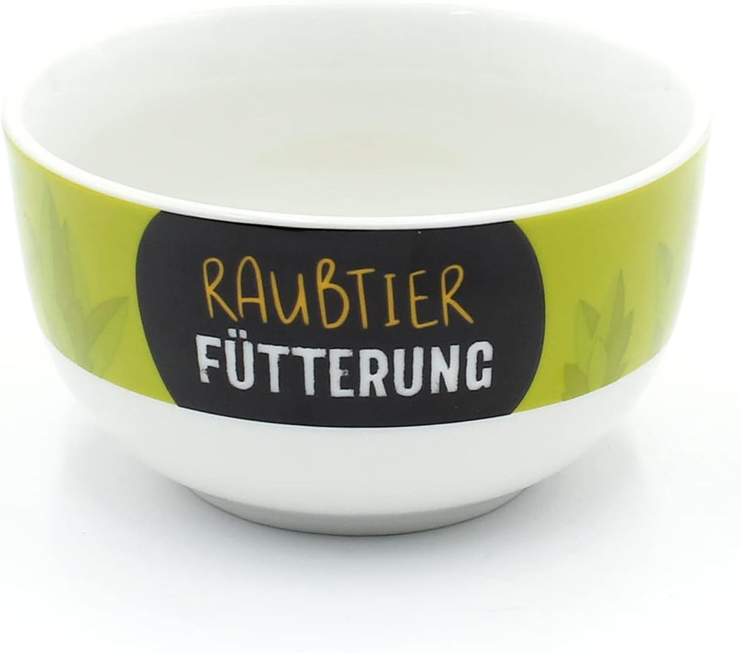 Dekohelden24 Porzellan Kinder-Schälchen - Müslischale - Obstschale - Löwe mit Spruch - Raubtierfütte