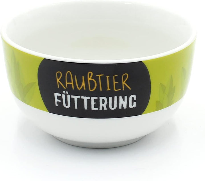 Dekohelden24 Porzellan Kinder-Schälchen - Müslischale - Obstschale - Löwe mit Spruch - Raubtierfütte