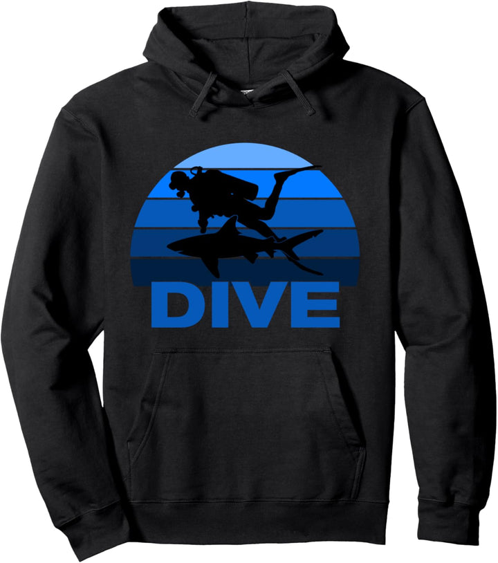 Dive Underwater Diving Gift Scuba Diver Shark Pullover Hoodie