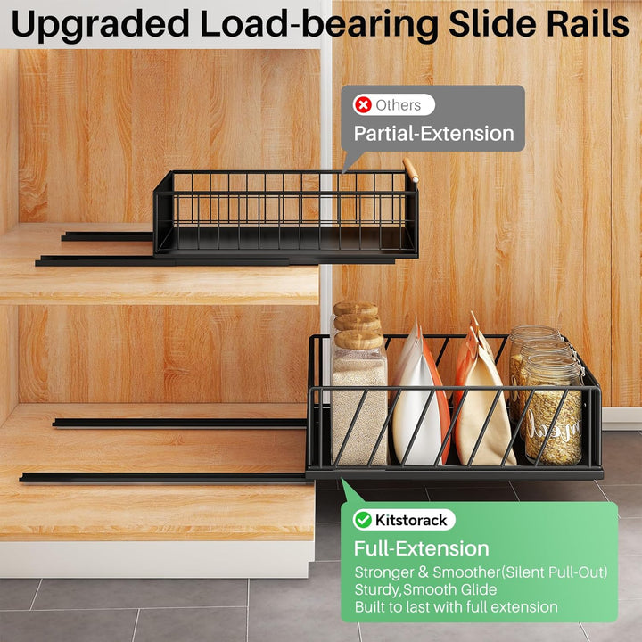 Kitstorack Teleskopschublade, Ausziehbare Schublade für Kabinett Metall Slide Out Organizer mit Grif