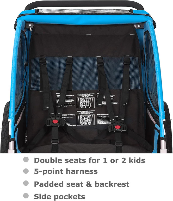 Tiggo S2 Kinderanhänger mit Federung Jogger 2 in 1 Kinder Buggy fahrradanhänger Anhänger 360° Drehba