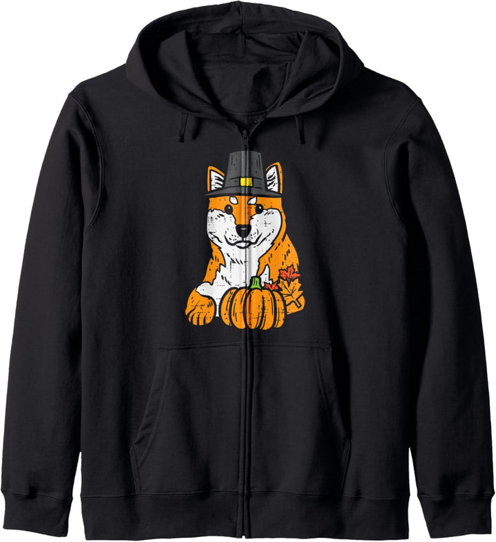 Shiba Inu Kürbisblätter Erntedankfest Herbst Halloween Hund Kapuzenjacke