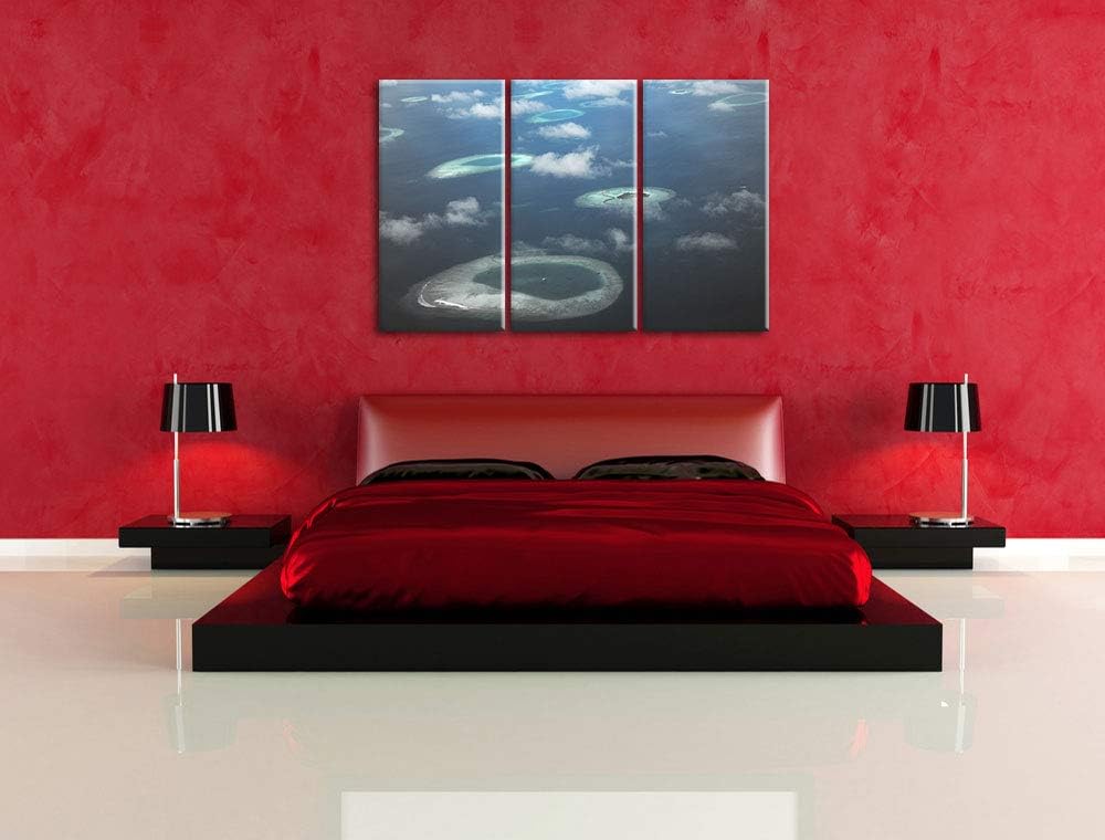 Trauminsel im Meer schwarz/weiss 3-Teiler Leinwandbild 120x80 Bild auf Leinwand, XXL riesige Bilder