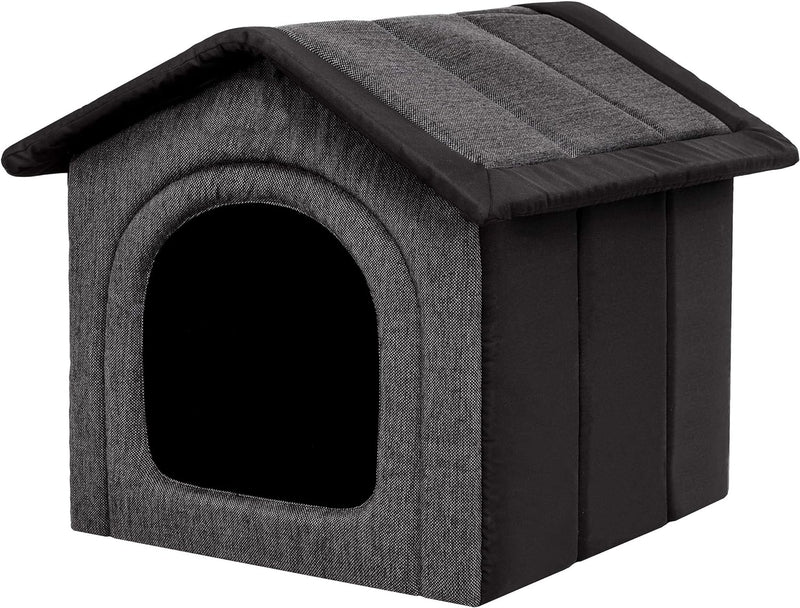 Hundehütte Hundehöhle Hundebett Hundehaus Katzenhöhle mittle M - 44x38 cm Graphit mit Schwarz M - 44