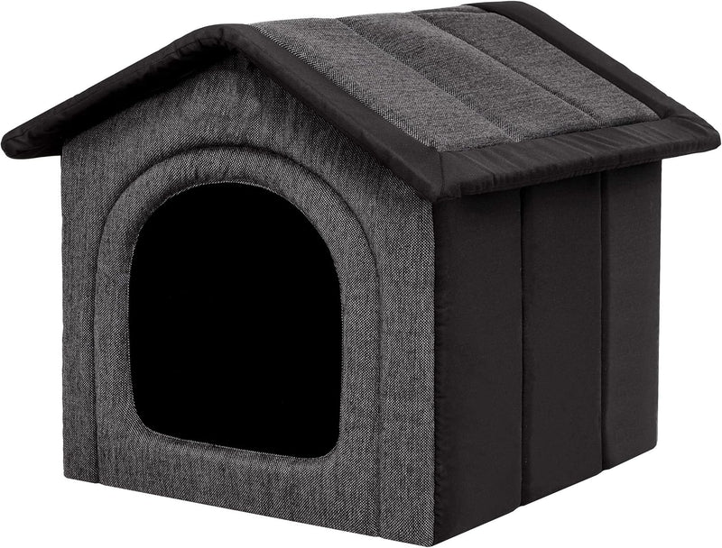 PillowPrim Hundehütte Hundehöhle Hundebett Hundehaus Katzenhöhle mittle L - 52x46 cm Graphit mit Sch