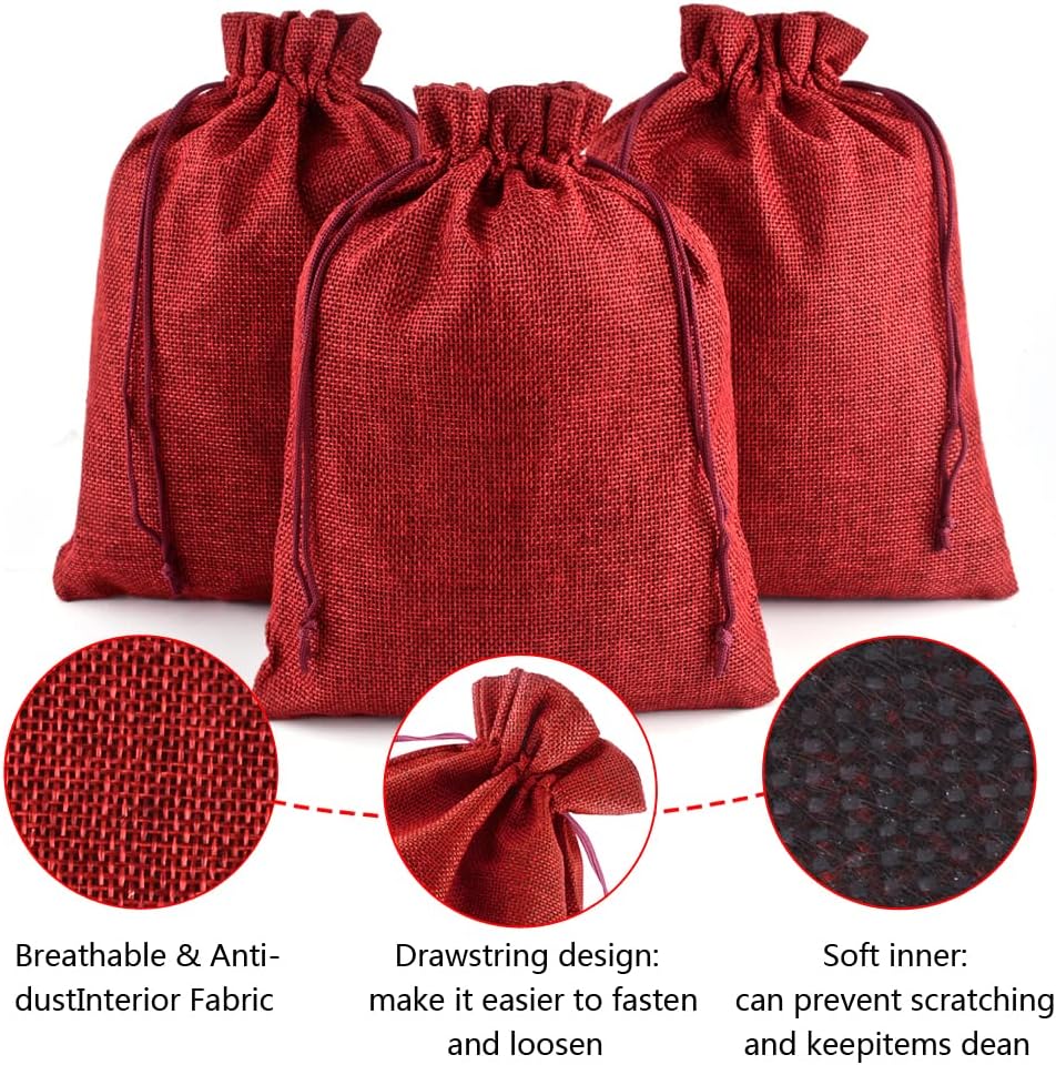 CLTPY 30 Stück Jutesäckchen 20x30 cm mit Kordelzug, Geschenktüten Baumwollsäckchen Stoffsäckchen für