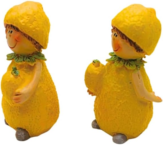 4 Stück Dekofiguren, Gartenfiguren als Zitrone, Früchtefiguren als Zitrone, Sommerfiguren, Zitronenf