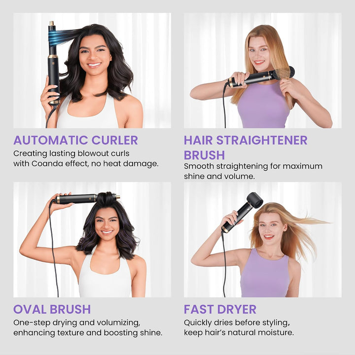 5 in 1 Hairstyler Rundbürstenföhn,Airstyler Lockenstab mit Luft, 3 Temperaturregelung, Föhnbürste, G