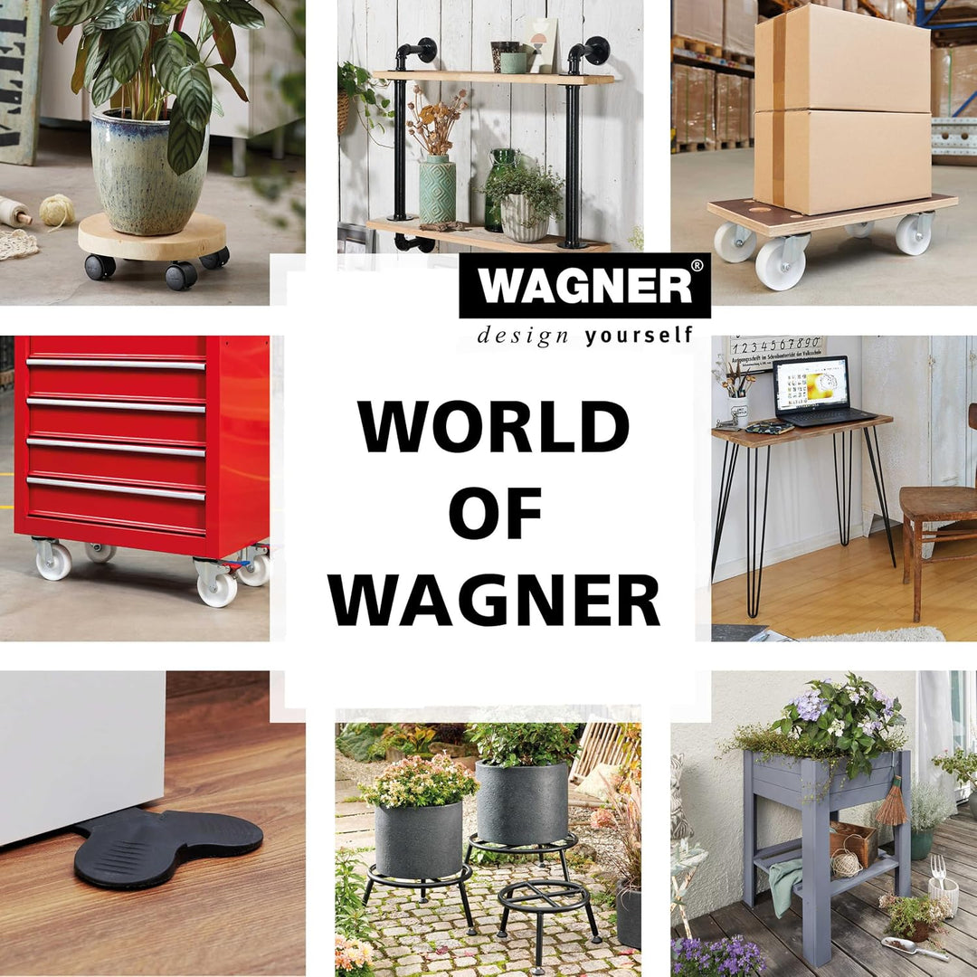 WAGNER Design - 3C - Lenkrollen / Apparaterollen / Möbelrollen 2tlg. Set - schwarz, 1 Rolle ohne u.