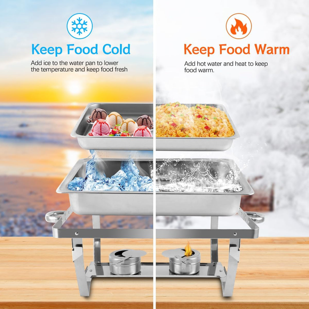 Snowtaros Chafing Dish Set, Wärmebehälter für Speisen, 9L Edelstahl Warmhaltebehälter Essen, Speisen