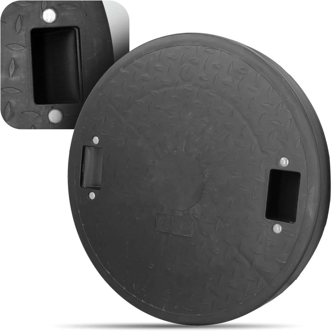 Millto™ Schachtabdeckung Kunststoff Rund Ø DN600 Schwarz PP Kanaldeckel Schachtdeckel | Abflusssteig