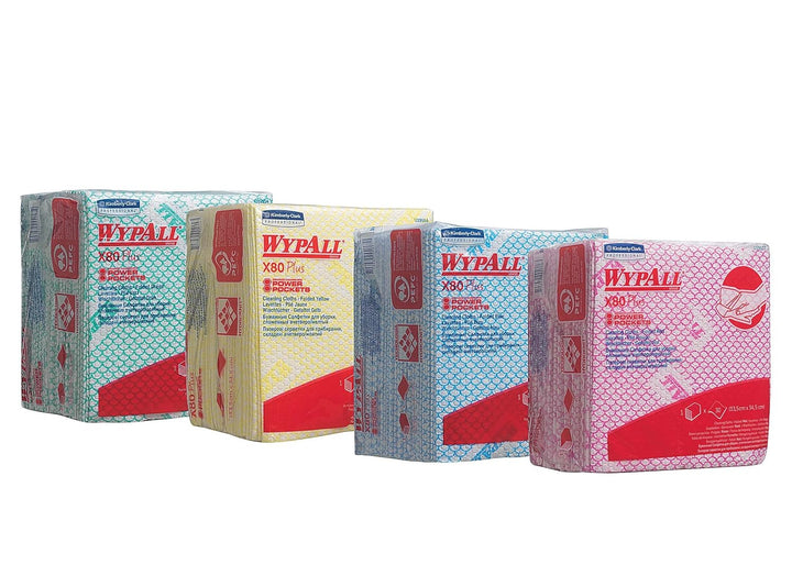 WypAll X80 Plus-Tücher 19154 – 8 Packungen mit je 30 viertelgefalteten Tüchern, grün Grün 8 x 30 Clo