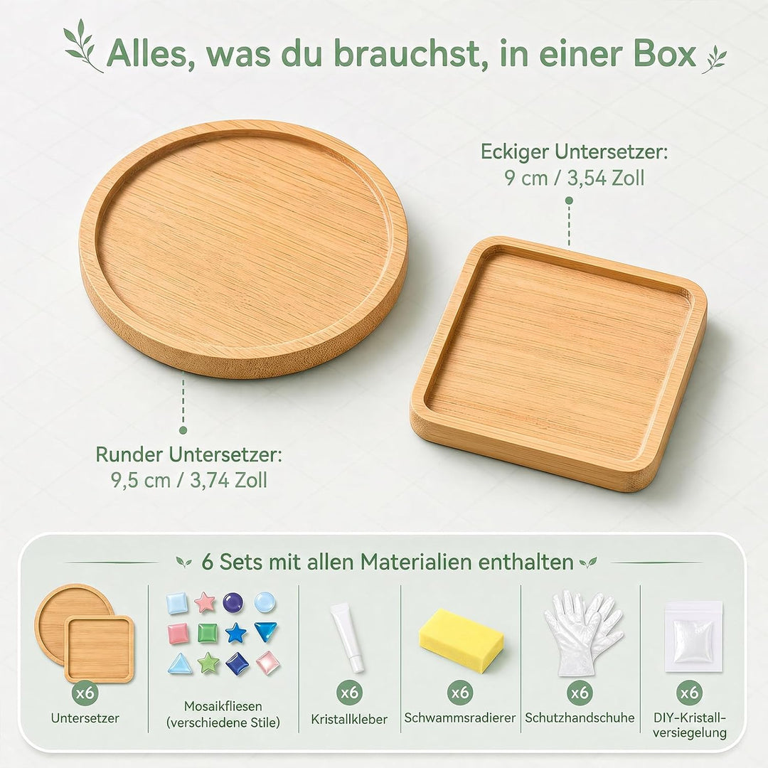6 Stück DIY Mosaik Untersetzer Bastelset für Erwachsene Mosaik Untersetzer Mosaik-Untersetzer-Set (6
