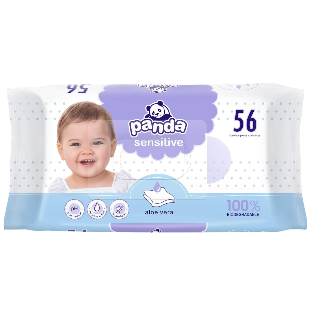 panda Baby Feuchttücher Sensitive, plastikfreie Feuchttücher für Babys 16 x 56 Stück im Vorteilspack