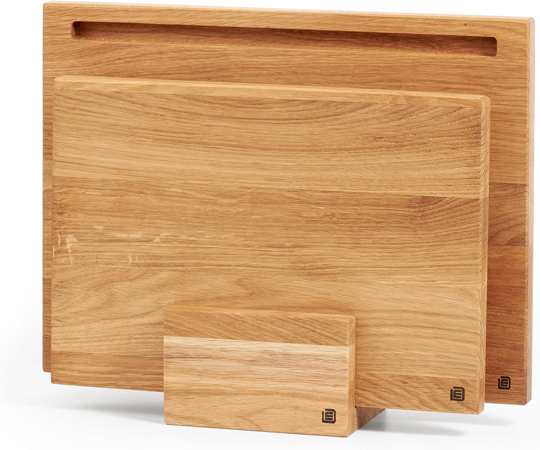Edeldings Schneide- und Servierbrett aus hochwertiger Eiche 40 х 30 cm gross mit Tablethalterung | A