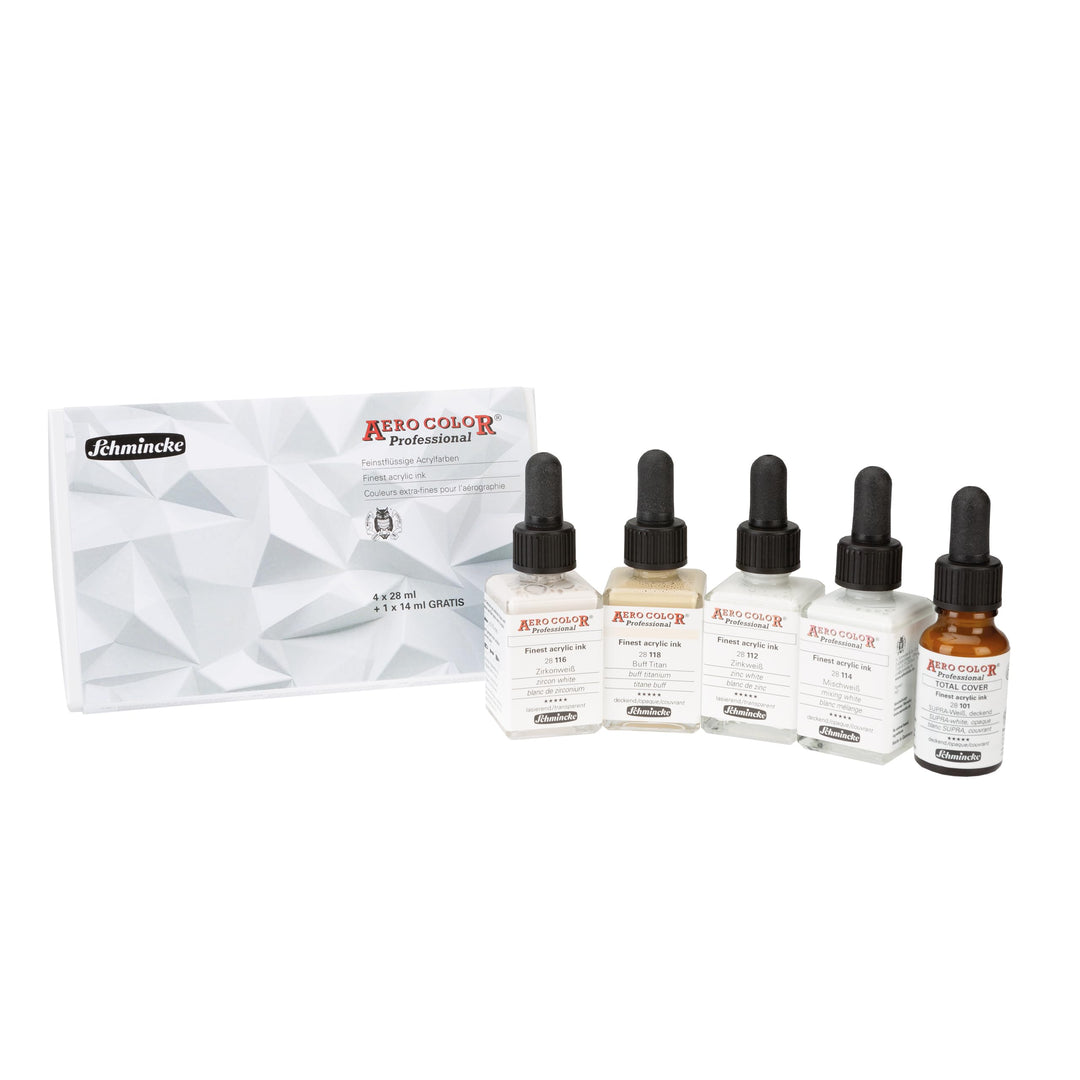 Schmincke - AERO COLOR® Professional, Kartonset mit 4 x 28 ml + 1 x 14ml, 81 715 097, feinst-flüssig