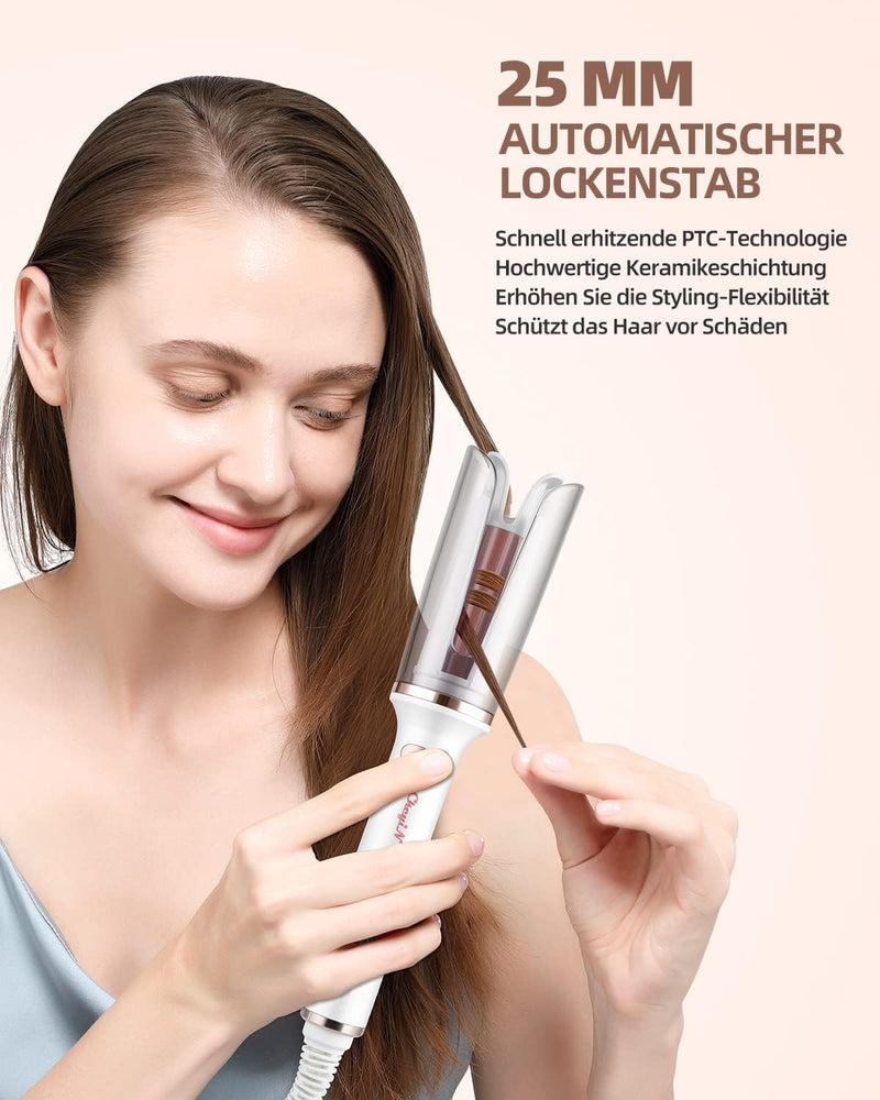 CkeyiN Automatischer Lockenstäbe,Lockenstab Automatisch Grosse Locken Hair Curler mit 3 Temperatur,A