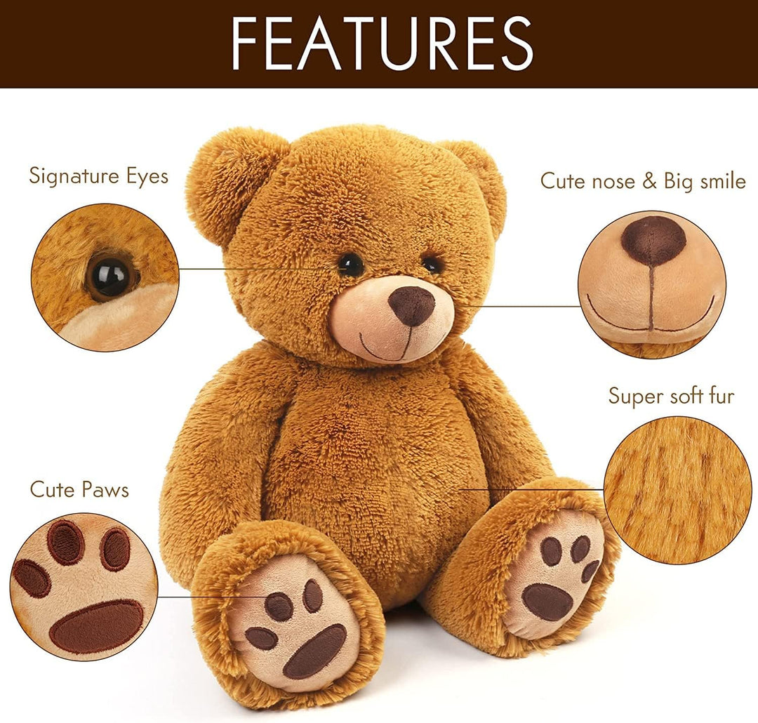 LotFancy Teddybär Kuscheltier 50cm, Plüschtier Stofftier Teddy, Süsses Geschenk für Kinder Mädchen F