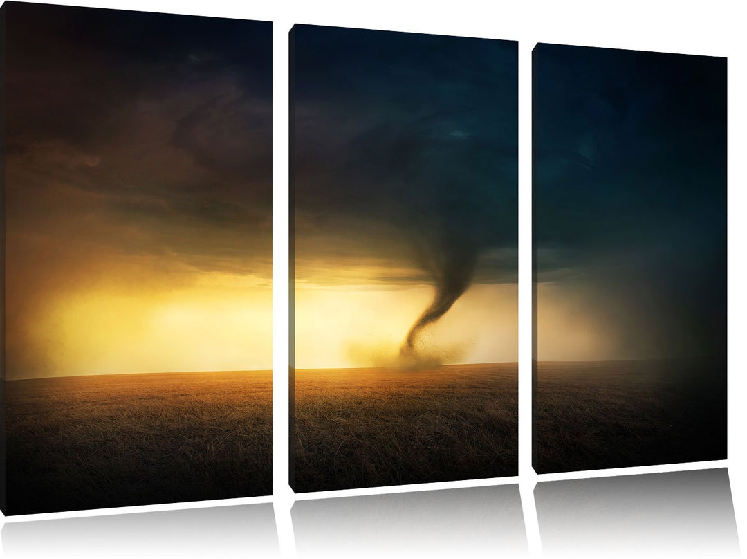 Pixxprint Naturgewalt Tornado 3-Teiler Leinwandbild 120x80 Bild auf Leinwand