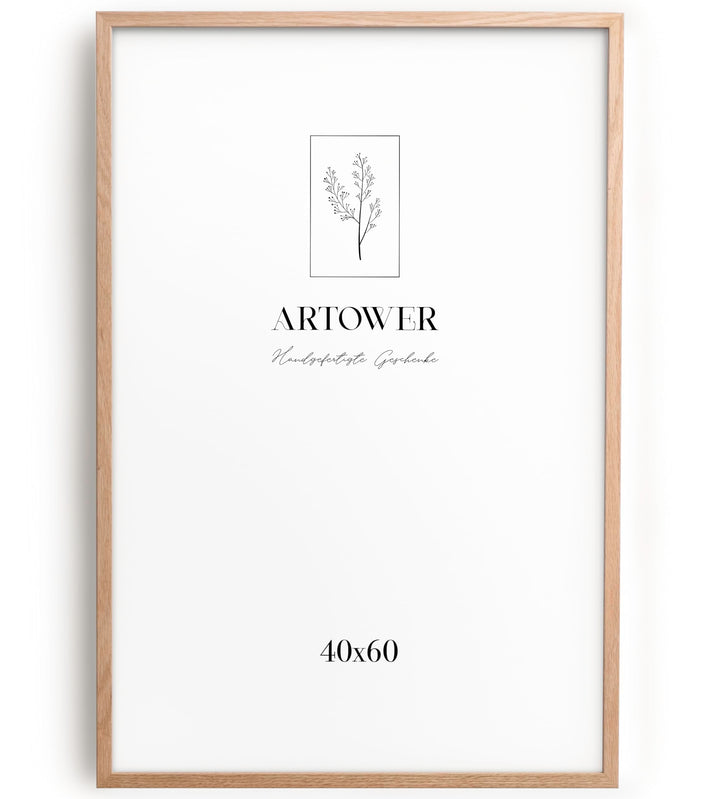Artower® Bilderrahmen für 40 x 60 cm Natur Holz Eiche Dünner Rahmen | Posterrahmen Gross Vintage Col